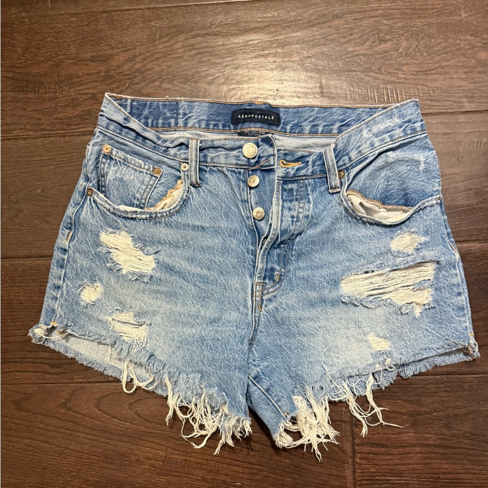 Aeropostale Light Blue Distressed Jean Shorts